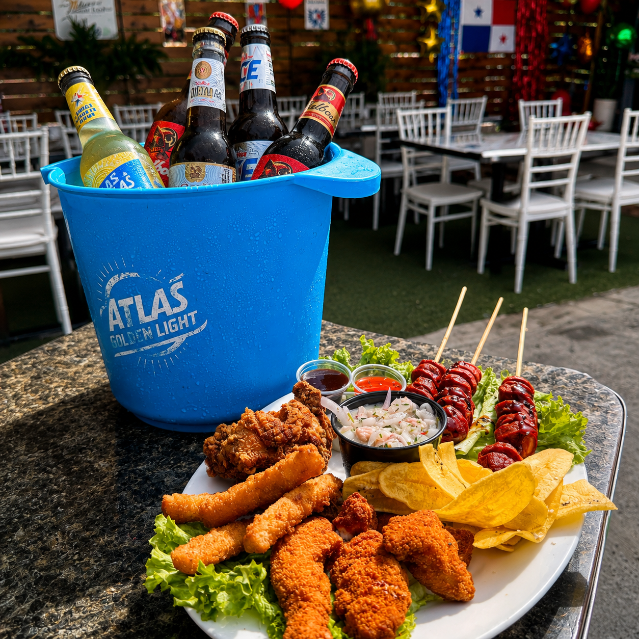 Picada Mundialista + Cubetazo de Cerveza Nacional + Pasadía con Piscina por solo $15 en Manu's Grill