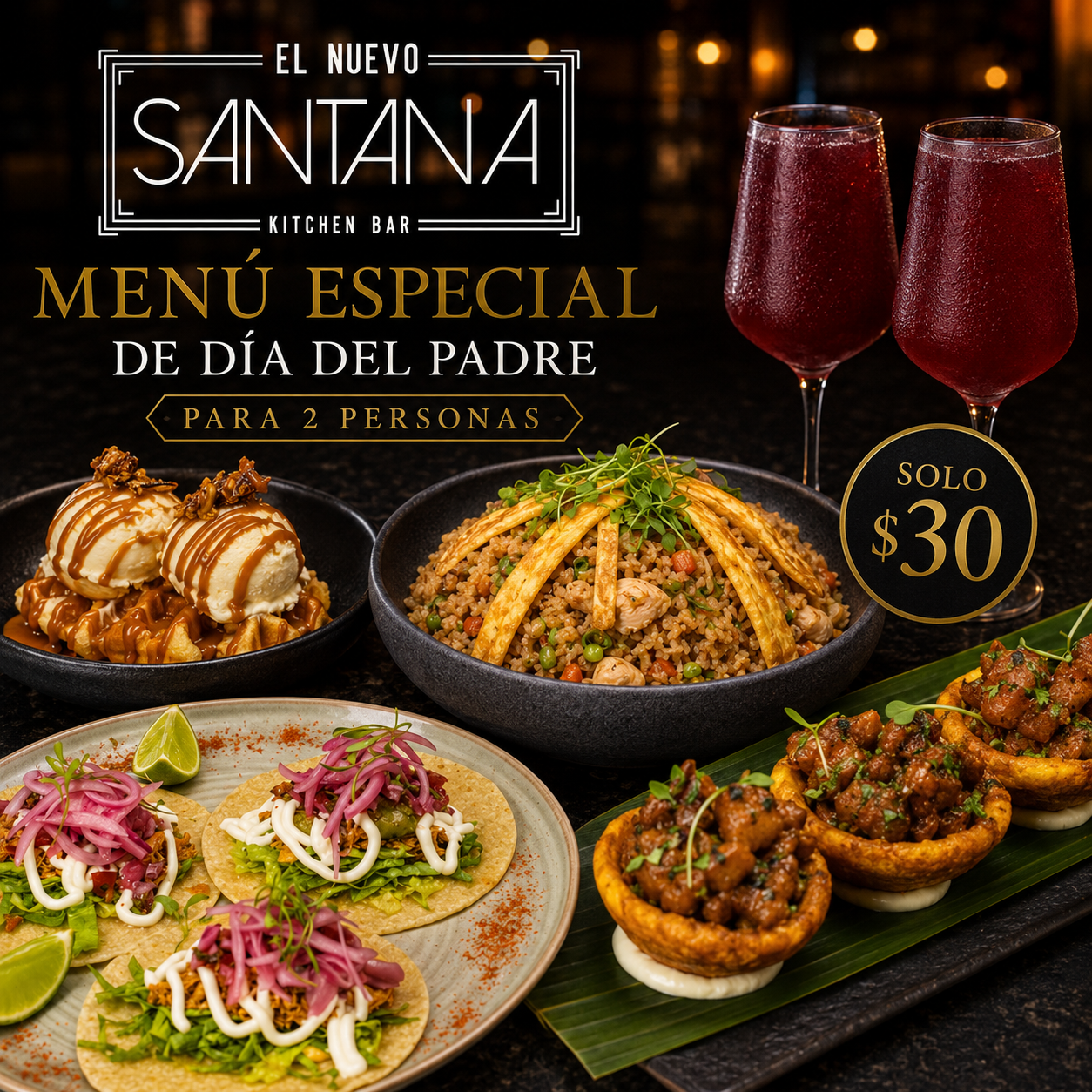 Menú Especial de Día del Padre para 2 Personas por solo $30 en El Nuevo Santana
