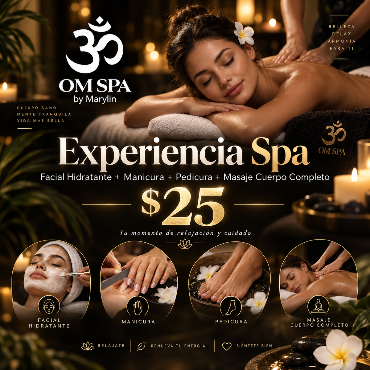 Experiencia con Masaje Cuerpo Completo, Facial, Manicura y Pedicura por $25 en Om Spa by Marilyn