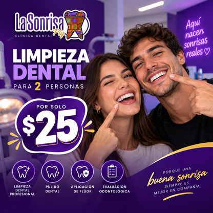 Limpieza Dental para 2 Personas con Evaluación, Pulido y Flúor por $25 en Clínica Dental La Sonrisa PTY