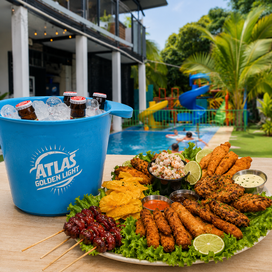 Picada Mundialista + Cubetazo de Cerveza Nacional + Pasadía con Piscina por solo $15 en Manu's Grill