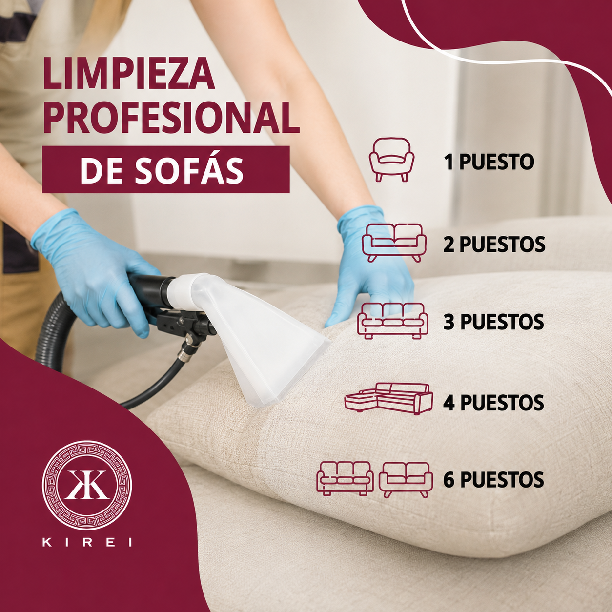 Limpieza Profesional de Sofás, Colchones y Muebles desde $8 en Kirei Services