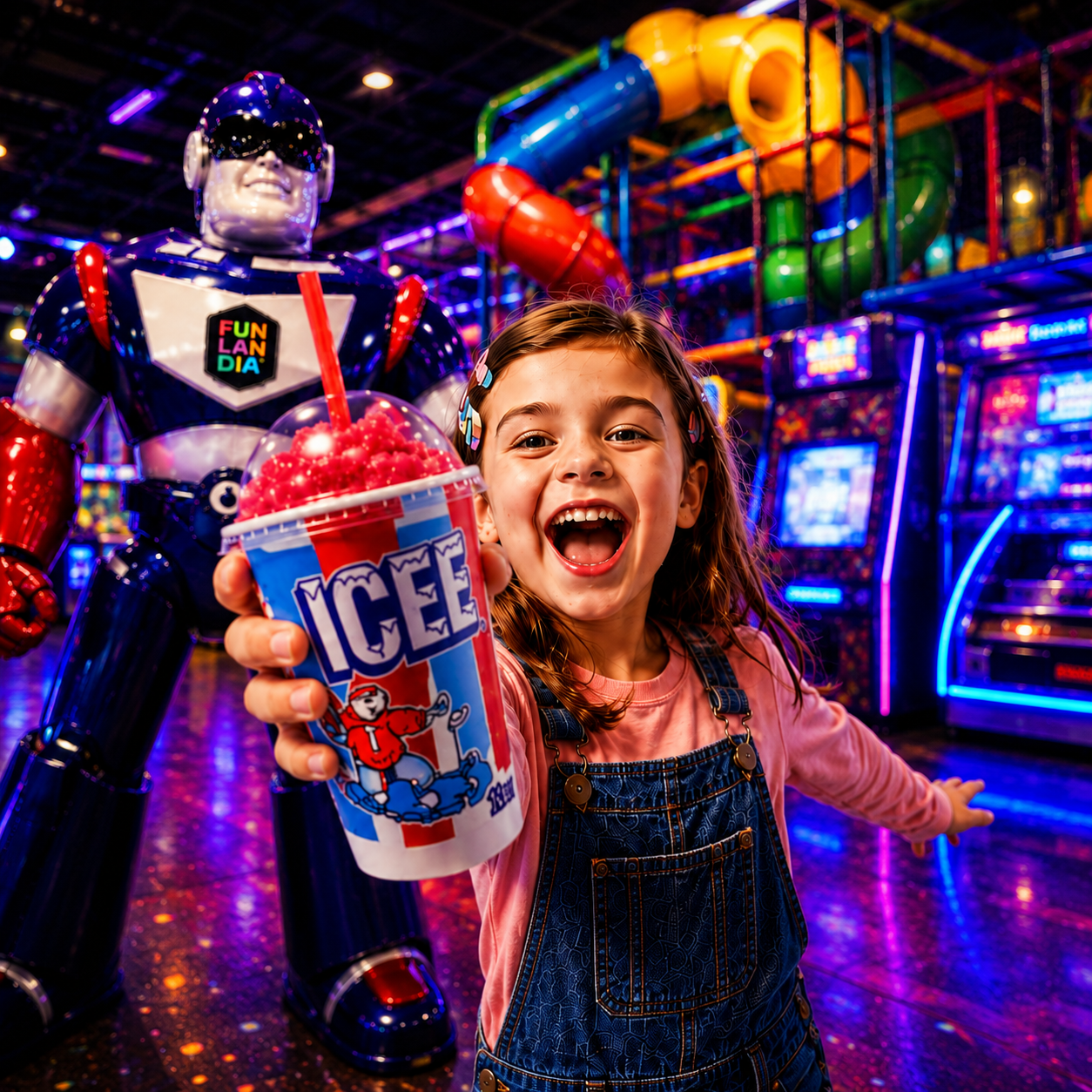 1 Hora de Juego Ilimitado + 1 ICEE para 1 niño por $12 en Funlandia – Town Center