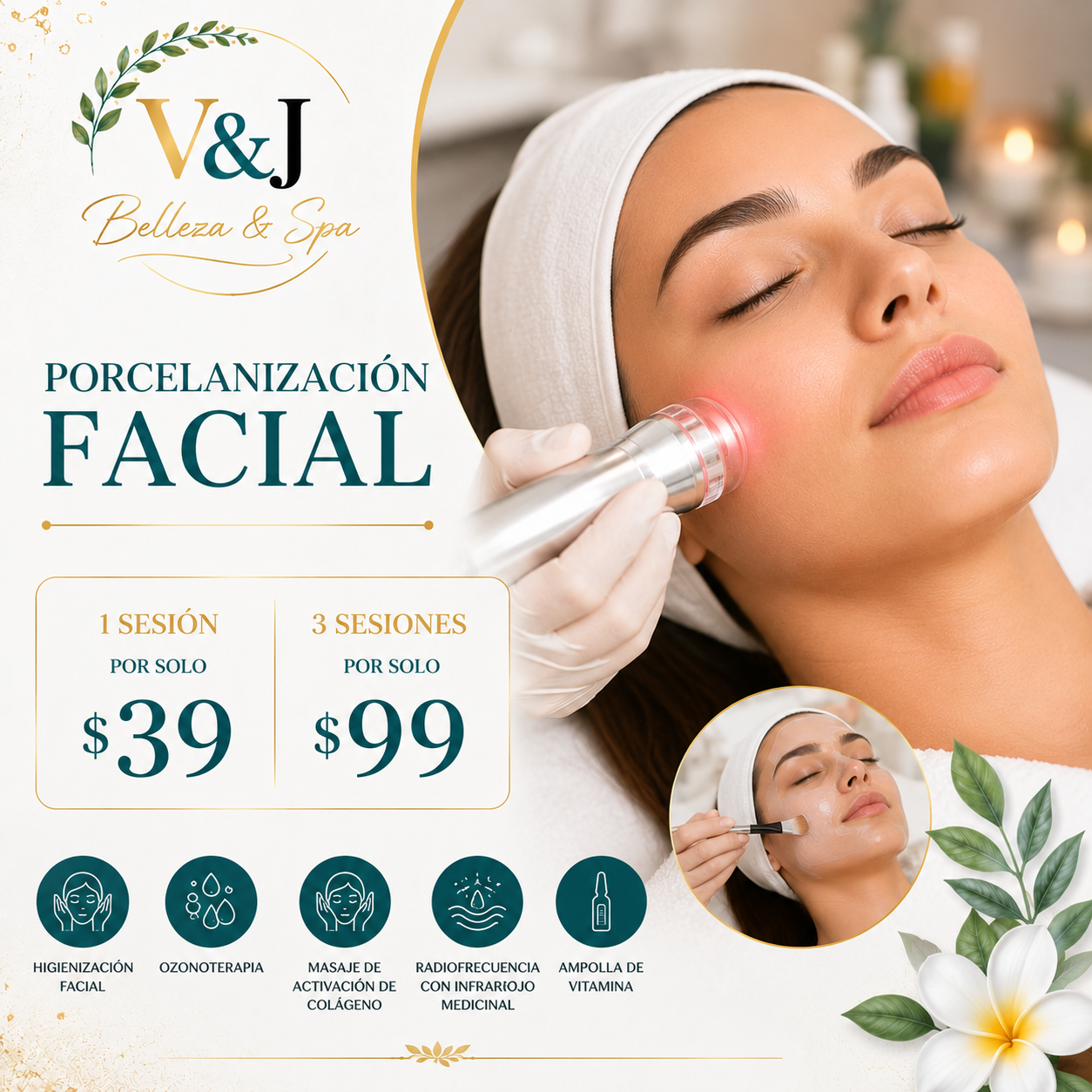 Porcelanización Facial Completa desde solo $39 en V&J Belleza & Spa