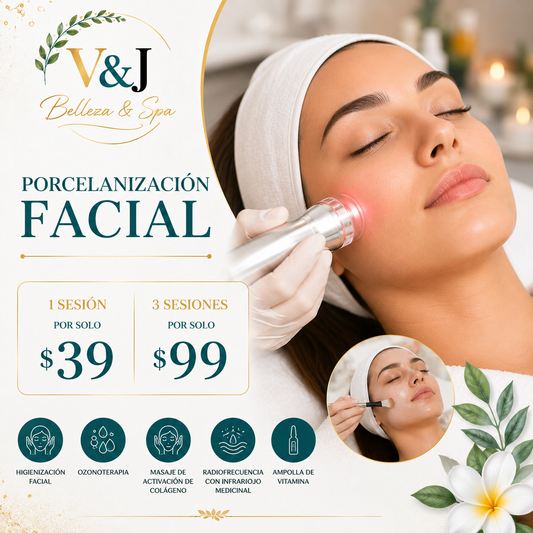 Porcelanización Facial Completa desde solo $39 en V&J Belleza & Spa