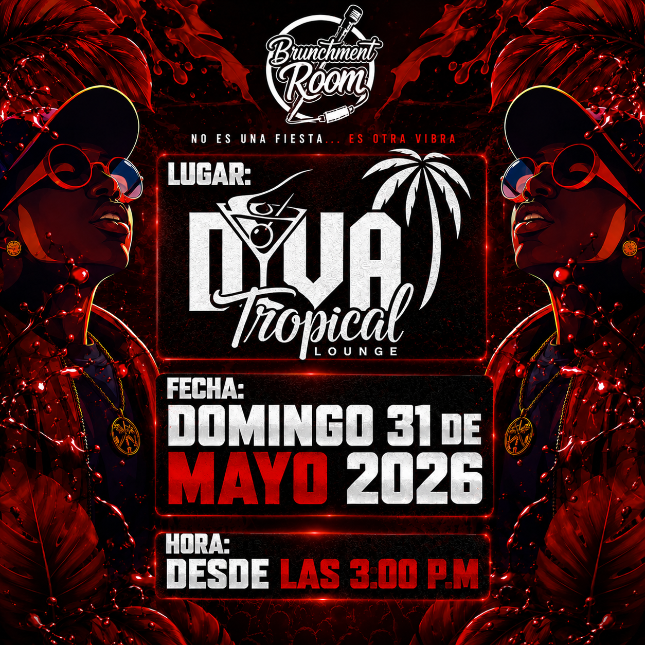 Entradas 2x1 Generales por solo $10 o Entradas VIP Lounge por $25 este Domingo 31 de Mayo en Brunchment Room