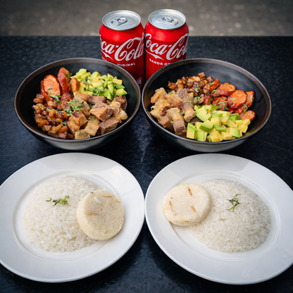 2 Cazuelas de Chicharrón, Chorizo y Frijoles + Arroz + Arepa + 2 Bebidas por solo $20 en Carpe Diem Terrace