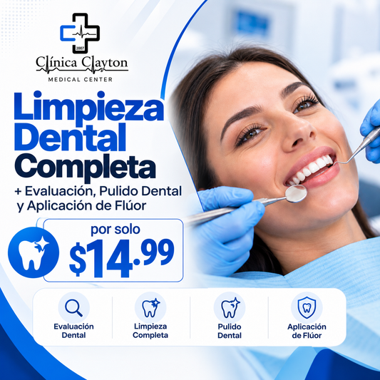 Limpieza Dental Completa + Evaluación, Pulido Dental y Aplicación de Flúor por $14.99 en Clínica Clayton