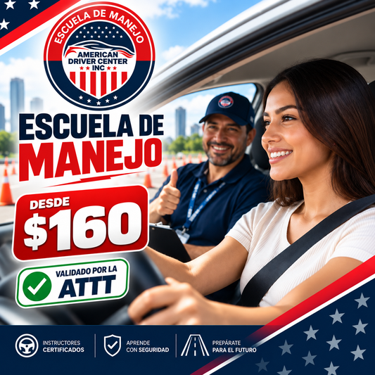 Curso de Manejo Completo + Certificado + Examen Médico y Material de Estudio por $160 en American Driver Center