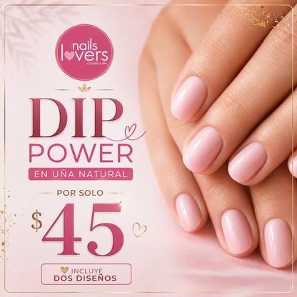 Dip Power en Uña Natural + 2 Diseños Gratis por solo $45 en Nails Lovers