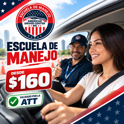 Curso de Manejo Completo + Certificado + Examen Médico y Material de Estudio por $160 en American Driver Center