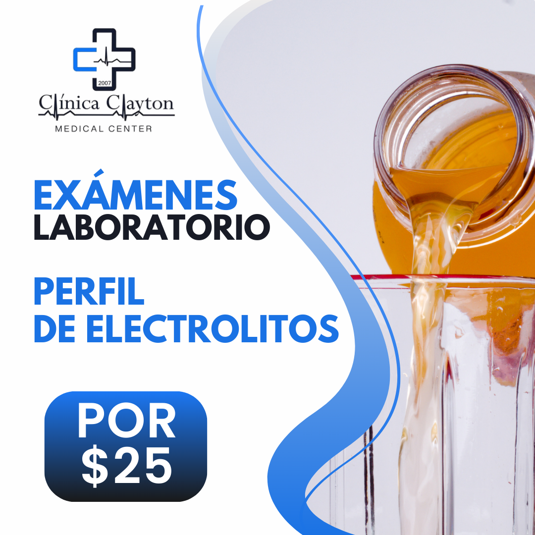 Examen de Perfil de Electrolitos (Sodio, Potasio, Calcio, Cloro, Magnesio, Fósforo, Ph)  por $25 en Clínica Clayton