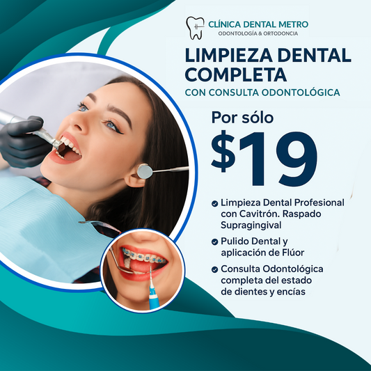 Limpieza Dental Completa + Consulta Odontológica por $19 en Clínica Dental Metro