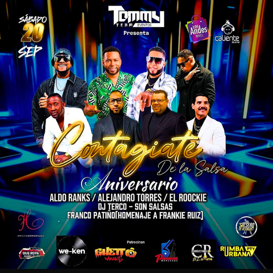 2 Entradas VIP por $20 para el evento "Aniversario Contágiate de la Salsa" en Los Andes Mall el Sábado 20 de Septiembre