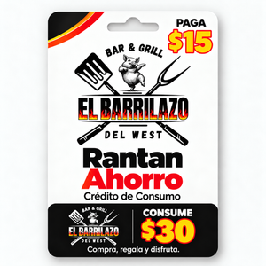Paga $15 y Consume $30 en Comidas y Bebidas del menú