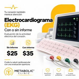 Electrocardiograma (EKG) con o sin Informe para evaluación de la actividad eléctrica del corazón