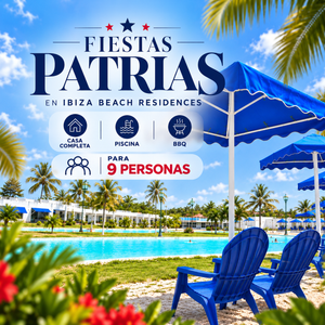 Fiestas Patrias en Ibiza Beach Residences: Casa Completa + Piscina + BBQ para 9 Personas