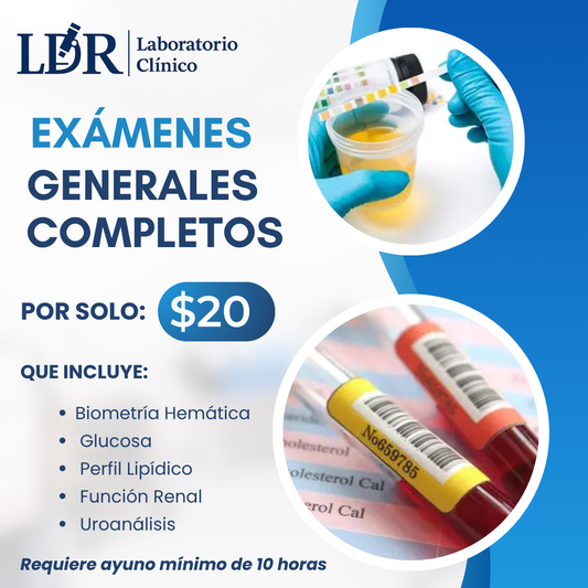 Exámenes Generales Completos por solo $20 en Laboratorio Clínico LDR