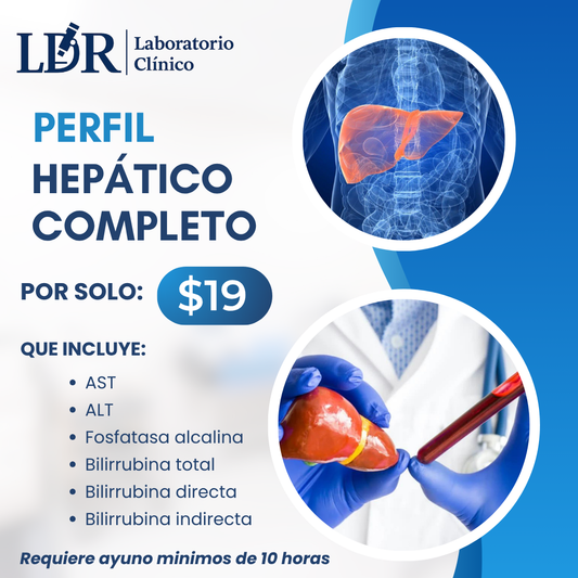 Perfil Hepático Completo (AST, ALT, Fosfatasa y Bilirrubinas) por solo $19 en Laboratorio Clínico LDR