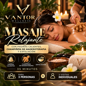 Masaje Relajante con Piedras Calientes, Maderoterapia y Exfoliación 35 Minutos para 3 Personas o 3 Visitas Individuales