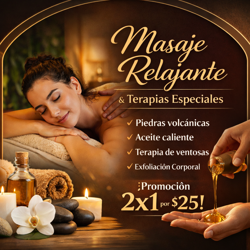 2x1 en Masaje Relajante + Terapia con Piedras + Exfoliación por solo $25 en Spa Amarás tu Cuerpo