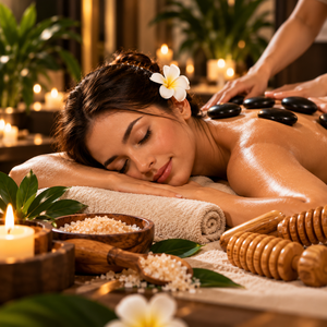 Masaje Relajante con Piedras Calientes, Maderoterapia y Exfoliación 35 Minutos para 3 Personas o 3 Visitas Individuales