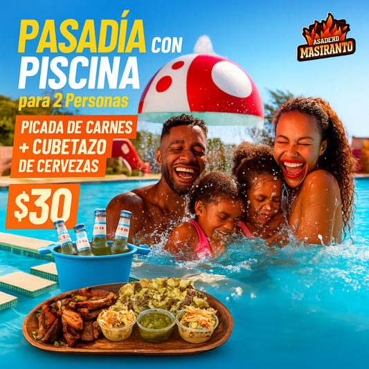 Pasadía con Piscina para 2 Personas + Picada + Cubetazo de Cervezas por solo $30 en Asadero El Mastranto