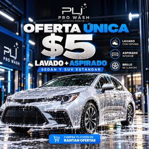 Lavado Completo Express + Aspirado Interior + Brillo de Llantas + Perfumado para Auto