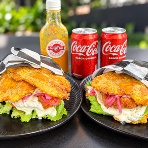 2 Fish Burgers de Plátano Frito + 2 Sodas