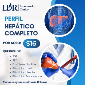 Examen de Perfil Hepático Completo (AST, ALT, Fosfatasa y Bilirrubinas)