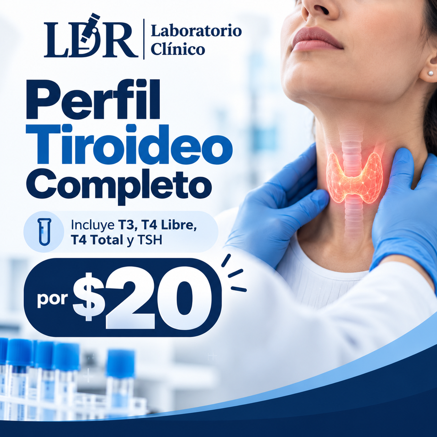 Perfil Tiroideo Completo con T3, T4 Libre, T4 Total y TSH por $20