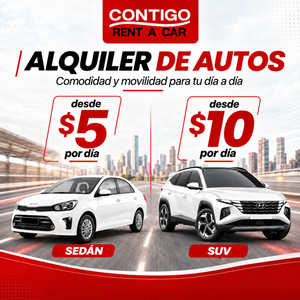 Alquiler de Sedán o SUV desde $5 por día en Contigo Rent a Car