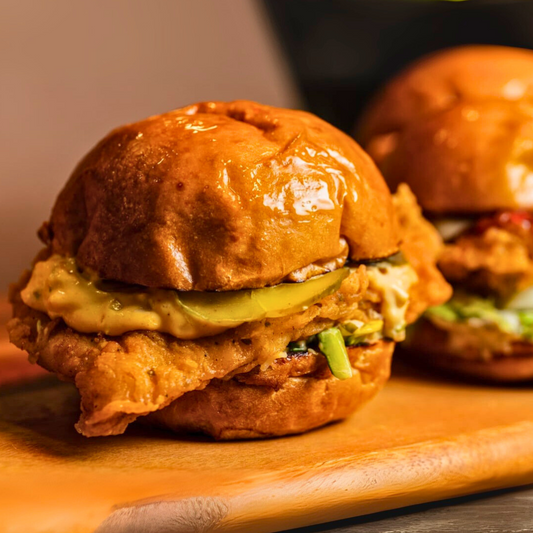 Burger de Pollo Kripsy + Soda por $6 en Revolution Krispy