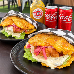 2 Fish Burgers de Plátano Frito + 2 Sodas
