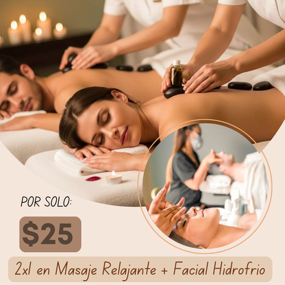 2x1 en Masaje Relajante + Facial Hidrofrío por solo $25 en Spa Amarás Tu Cuerpo