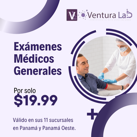 Exámenes Médicos Generales (Hemograma, Glucosa, Colesterol, Triglicéridos y +10 exámenes más) por $19.99 en Ventura Lab