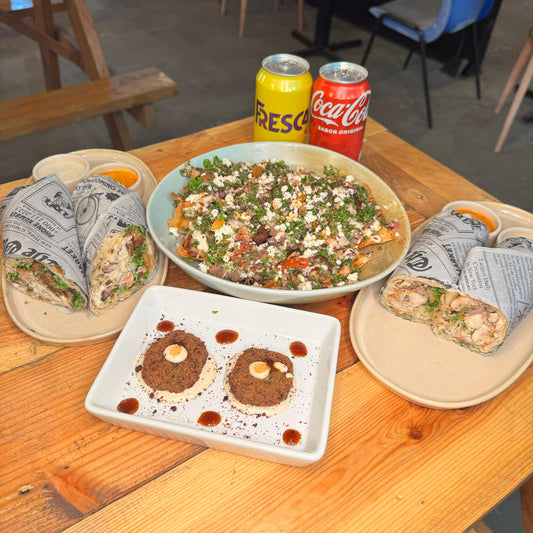 2 Shawarmas + Nachos Árabes + 2 Falafel + Bebidas por $15 en Nómada Árabe