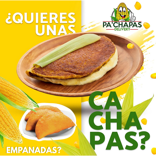 2 Cachapas con Queso + 2 Empanadas + 2 Sodas por $13 en Pa'chapas Delivery