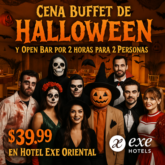 Cena Buffet de Halloween + Open Bar por 2 horas para 2 Personas por $39.99 en Hotel Exe Oriental