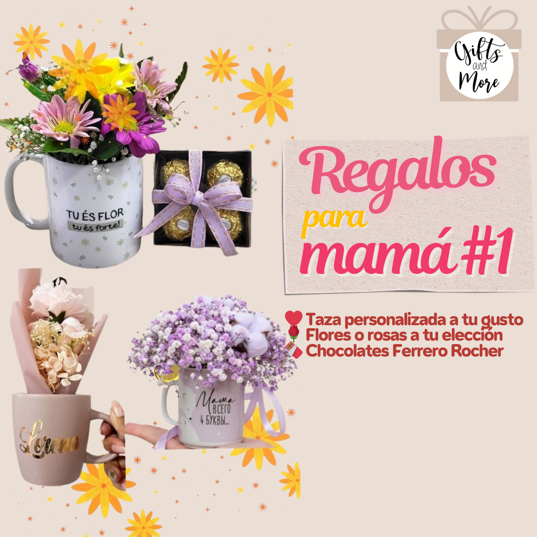 Sorprende a Mamá: Packs Personalizados con Flores, Chocolates, Globo y Vino desde $10 en Gift and More