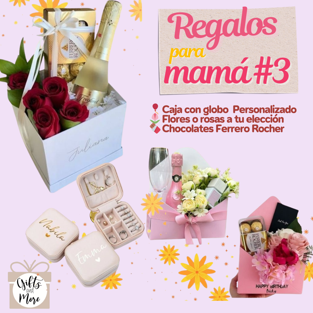 Sorprende a Mamá: Packs Personalizados con Flores, Chocolates, Globo y Vino desde $10 en Gift and More