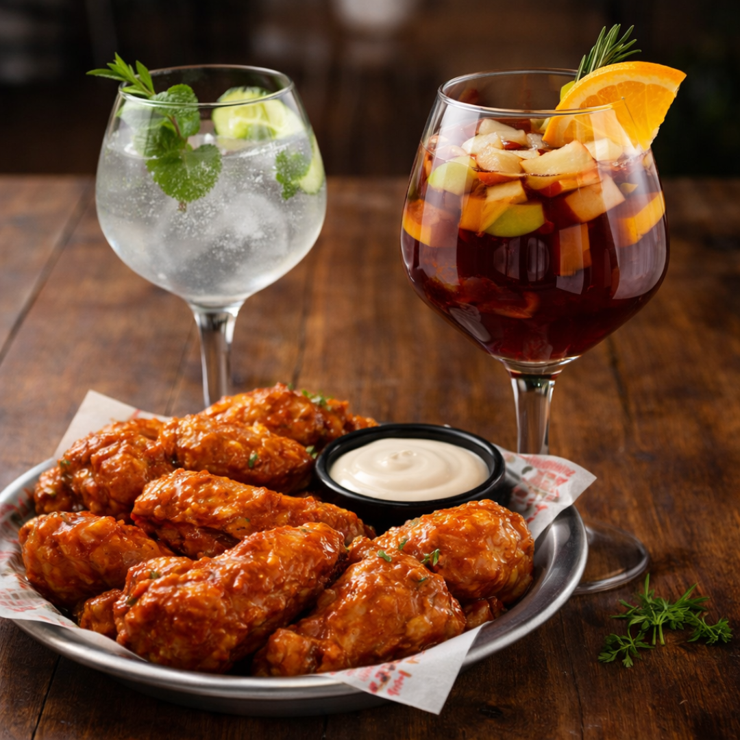 Open Bar de Gin y Sangría + 10 Alitas para 2 Personas por $12 en La Hincha Brava Sport Bar