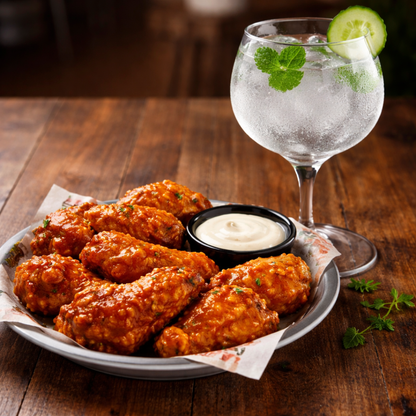 Open Bar de Gin y Sangría + 10 Alitas para 2 Personas por $12 en La Hincha Brava Sport Bar