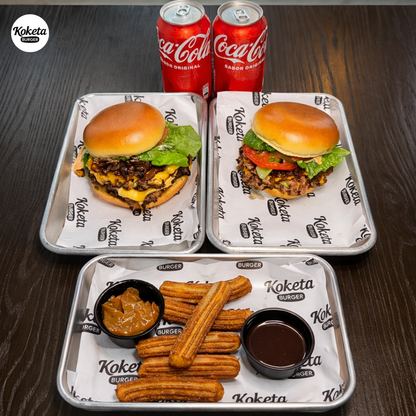 2 Burger + 1 Orden de Churros Koketos + 2 Bebidas por $10 en Koketa Burger