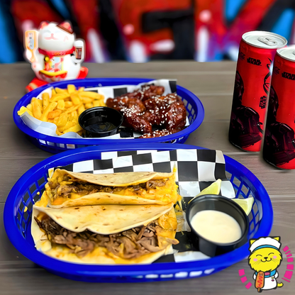 2 Quesadillas + 1  Orden de Alitas con Papas +4 Oreos Bites + 2 Bebidas por $12 en Nekko Truck
