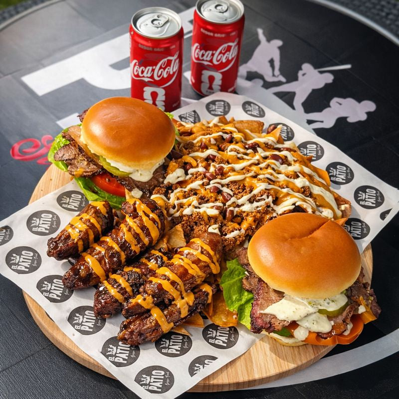 2 Picanha Burgers + 1 Orden de Nachos + 6 Wings Ahumadas + 2 Bebidas por $20 en El Patio de San Francisco