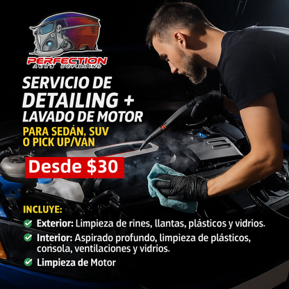 Servicio de Detailing + Lavado de Motor para Sedán, SUV o Pick Up/VAN desde $30 en Perfection Auto Detailing
