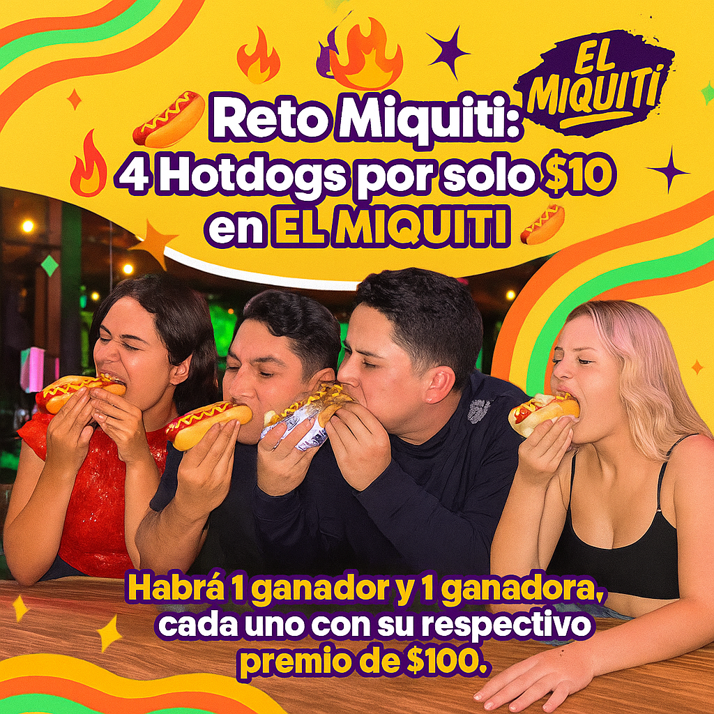 Reto Miquiti de 4 Hotdogs por solo $10 en El Miquiti