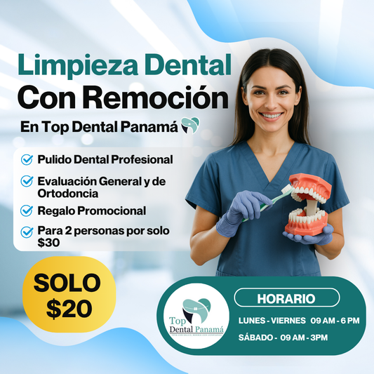 2x1 en Limpieza Dental con Remoción Dental + Pulido Dental  + Evaluación General y de Ortodoncia por $30 en Top Dental